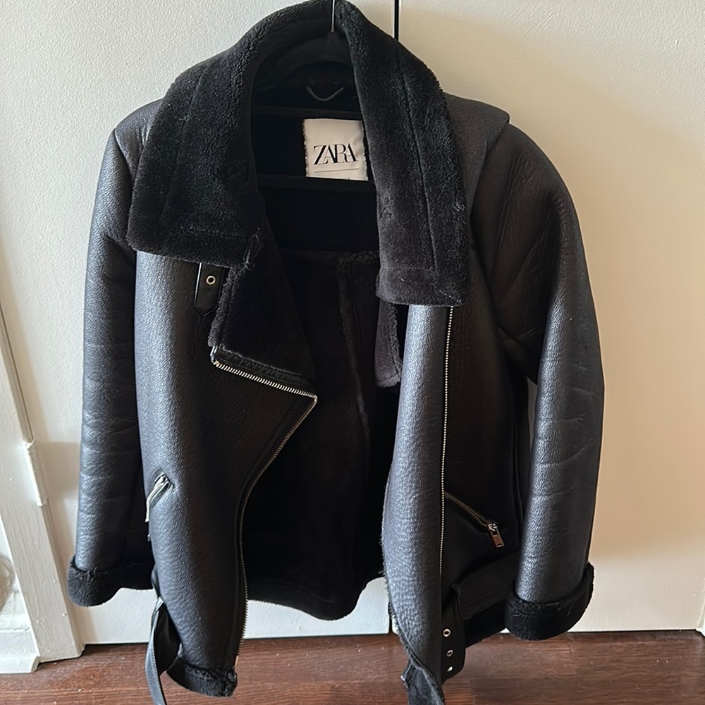 Zara fur and suede bomber jacket